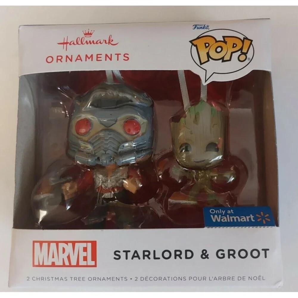 Hallmark Christmas Tree Ornaments Funko Pop Marvel STARLORD & GROOT 2